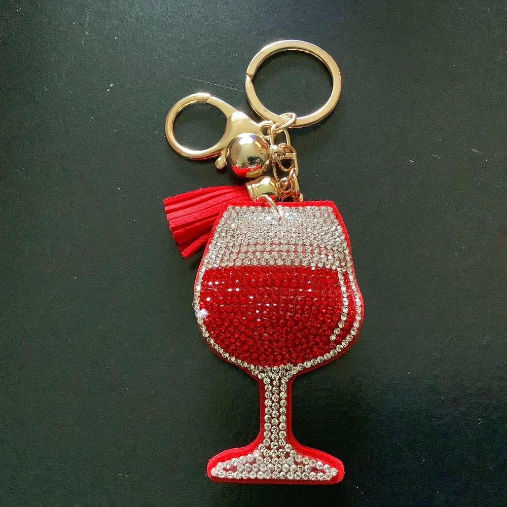 New Wine Glass Sparking Key Chain